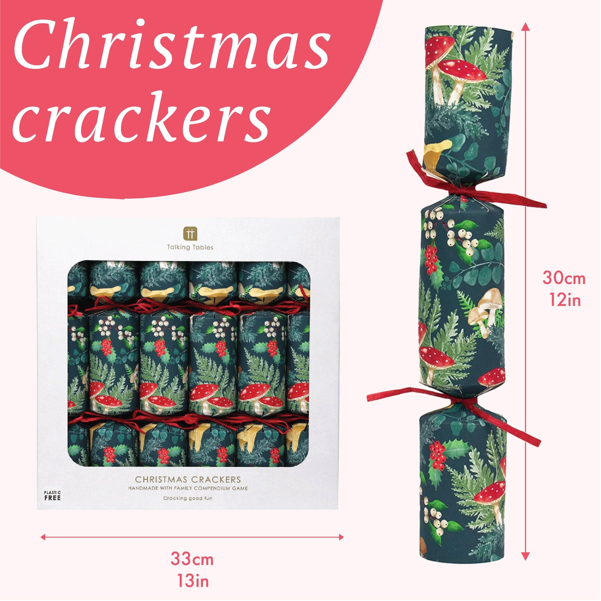 Forest Green Christmas Crackers - 6 Pack | Christmas Decor |