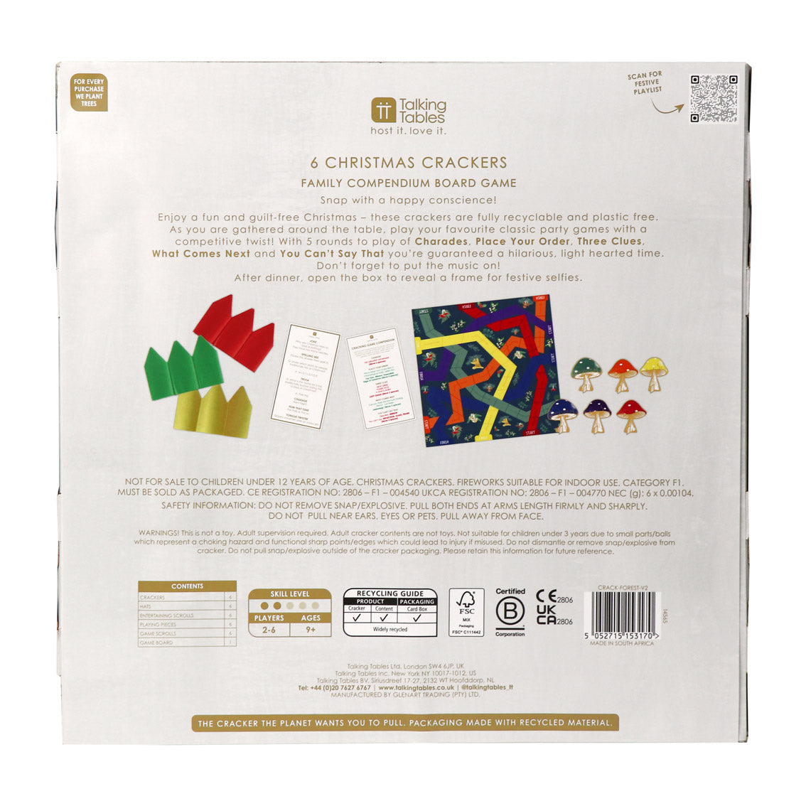 Forest Green Christmas Crackers - 6 Pack | Christmas Decor |