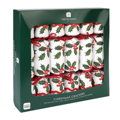 Holly White Christmas Crackers - 6 Pack |  Christmas Decor |