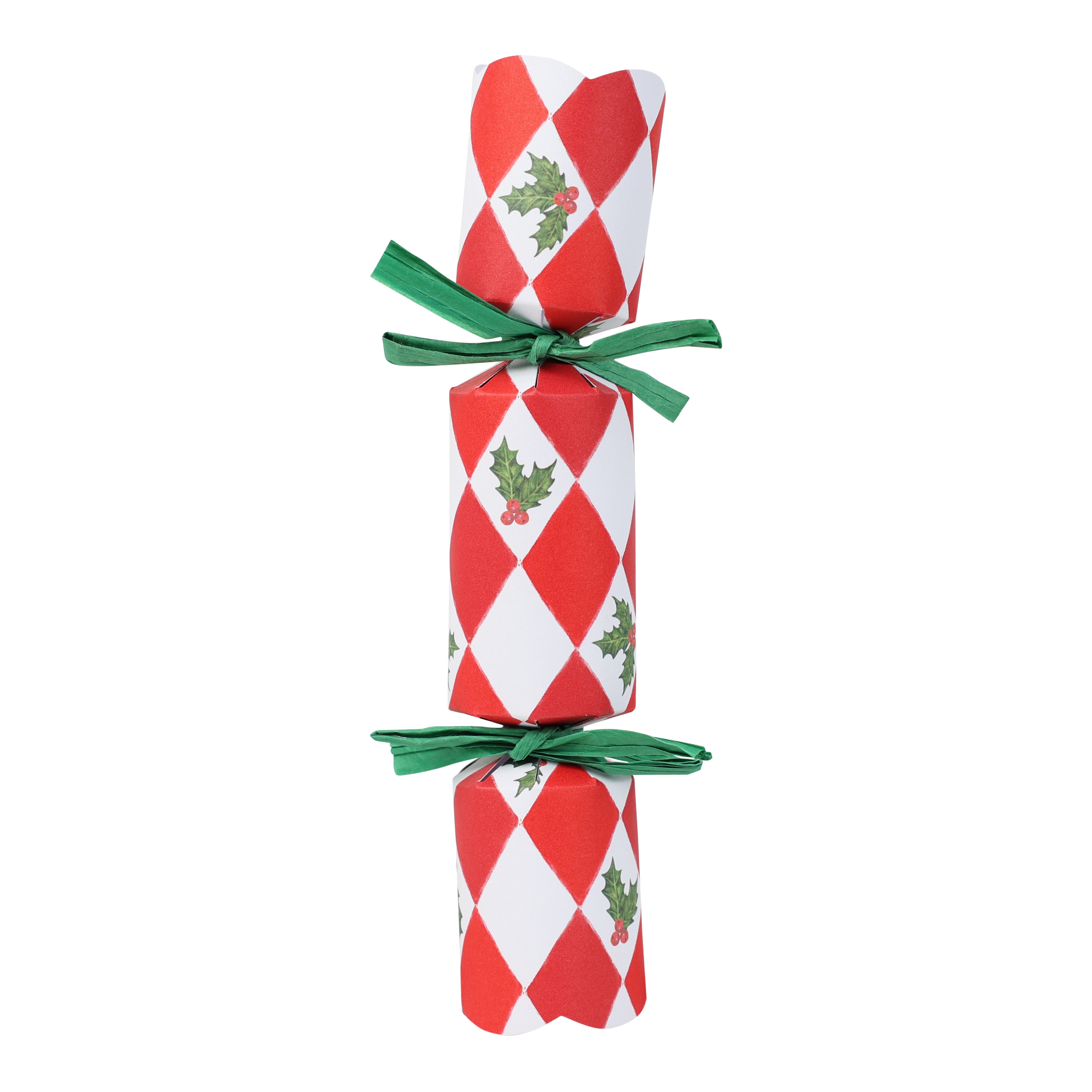 Holly Red & White Harlequin Mini Christmas Crackers - 6 Pack | Christmas Decor |