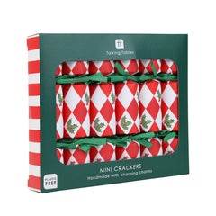 Holly Red & White Harlequin Mini Christmas Crackers - 6 Pack | Christmas Decor |