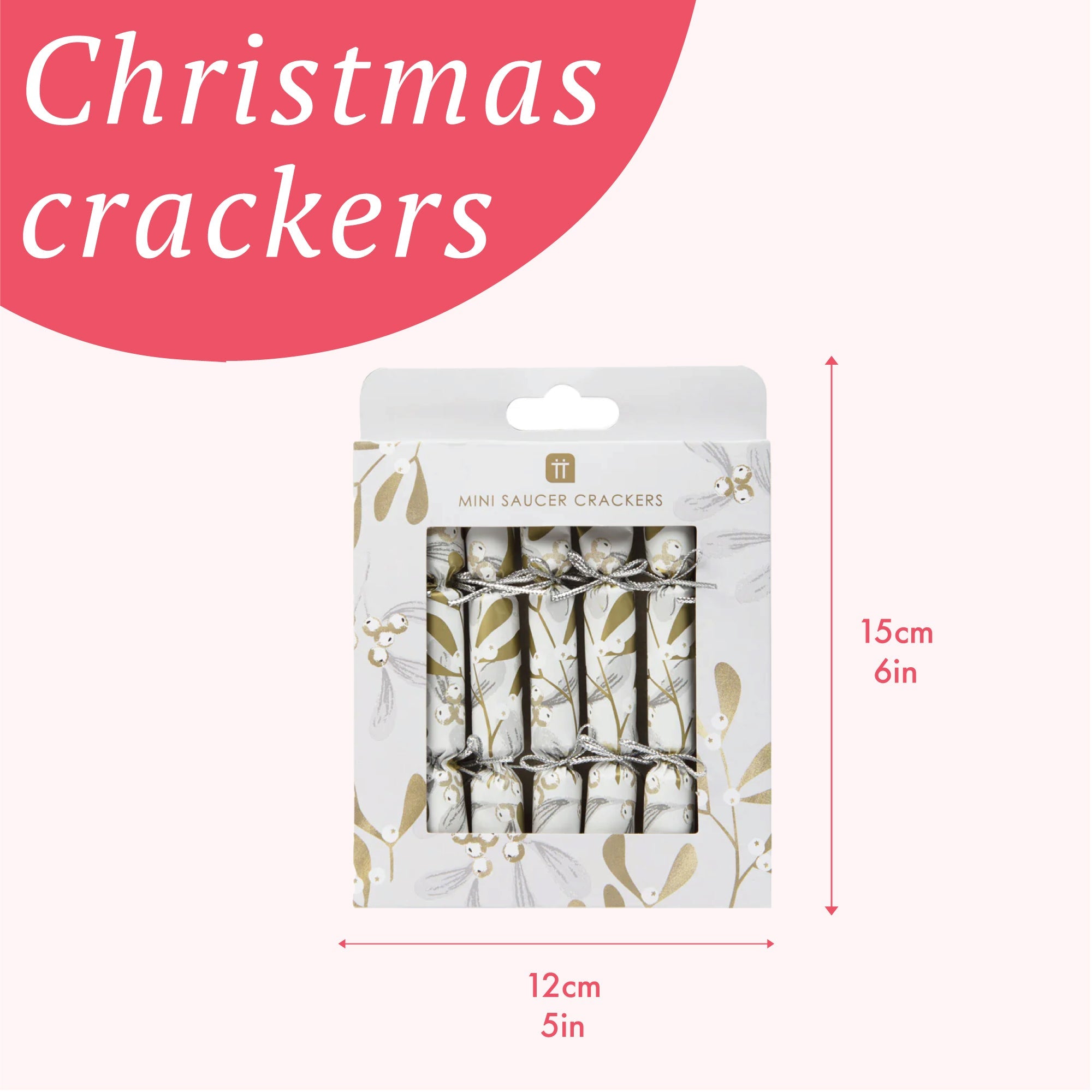 Mistletoe Christmas Saucer Crackers - 10 Pack Display | Christmas Decor |