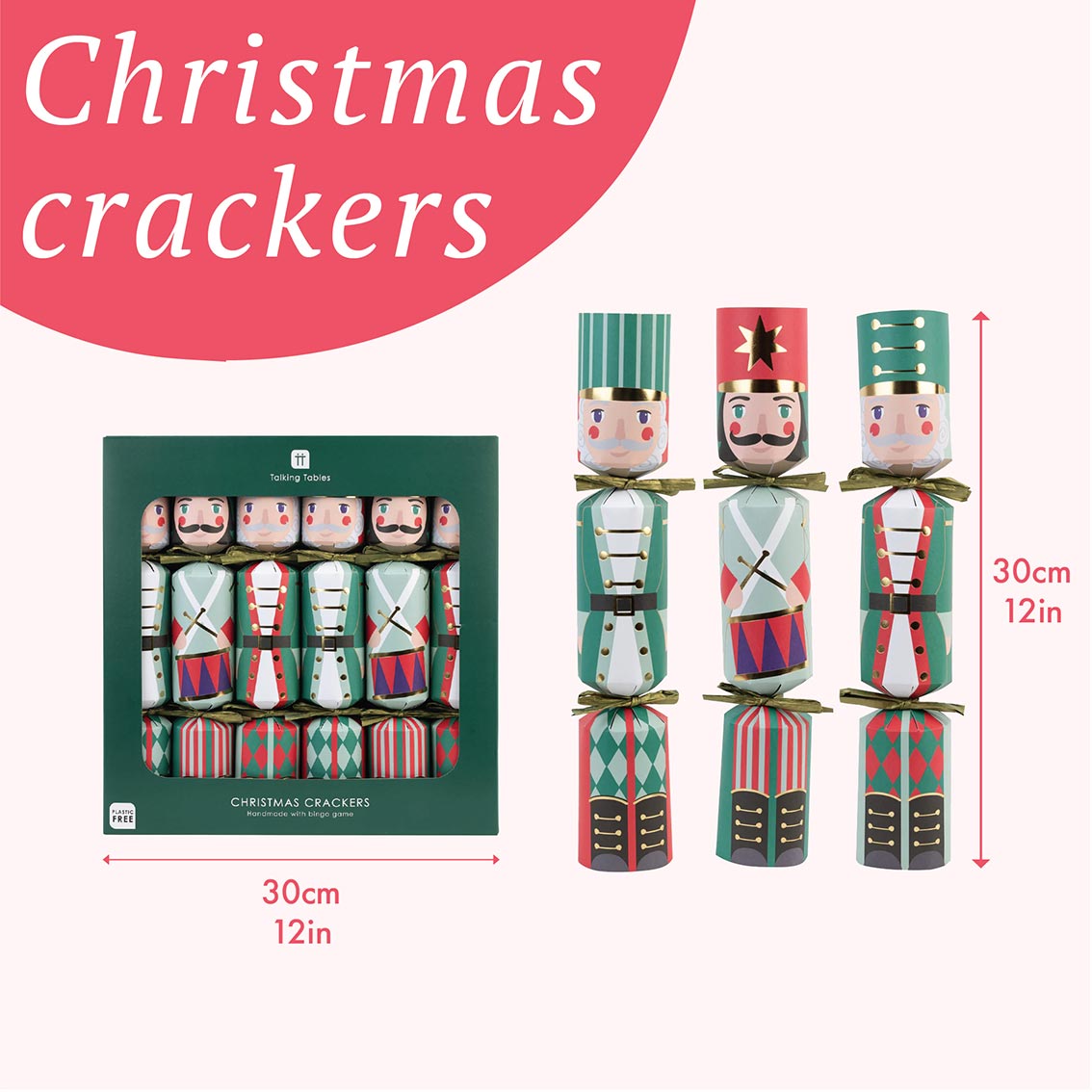 Nutcracker 3 Design Christmas Crackers - 6 Pack | Christmas Decor |