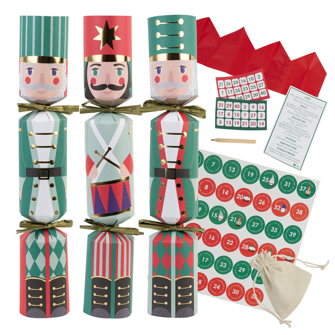 Nutcracker 3 Design Christmas Crackers - 6 Pack | Christmas Decor |