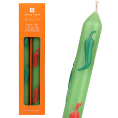 Green Chilli Dinner Candles - 2 Pack | Outdoor Dining Decor |