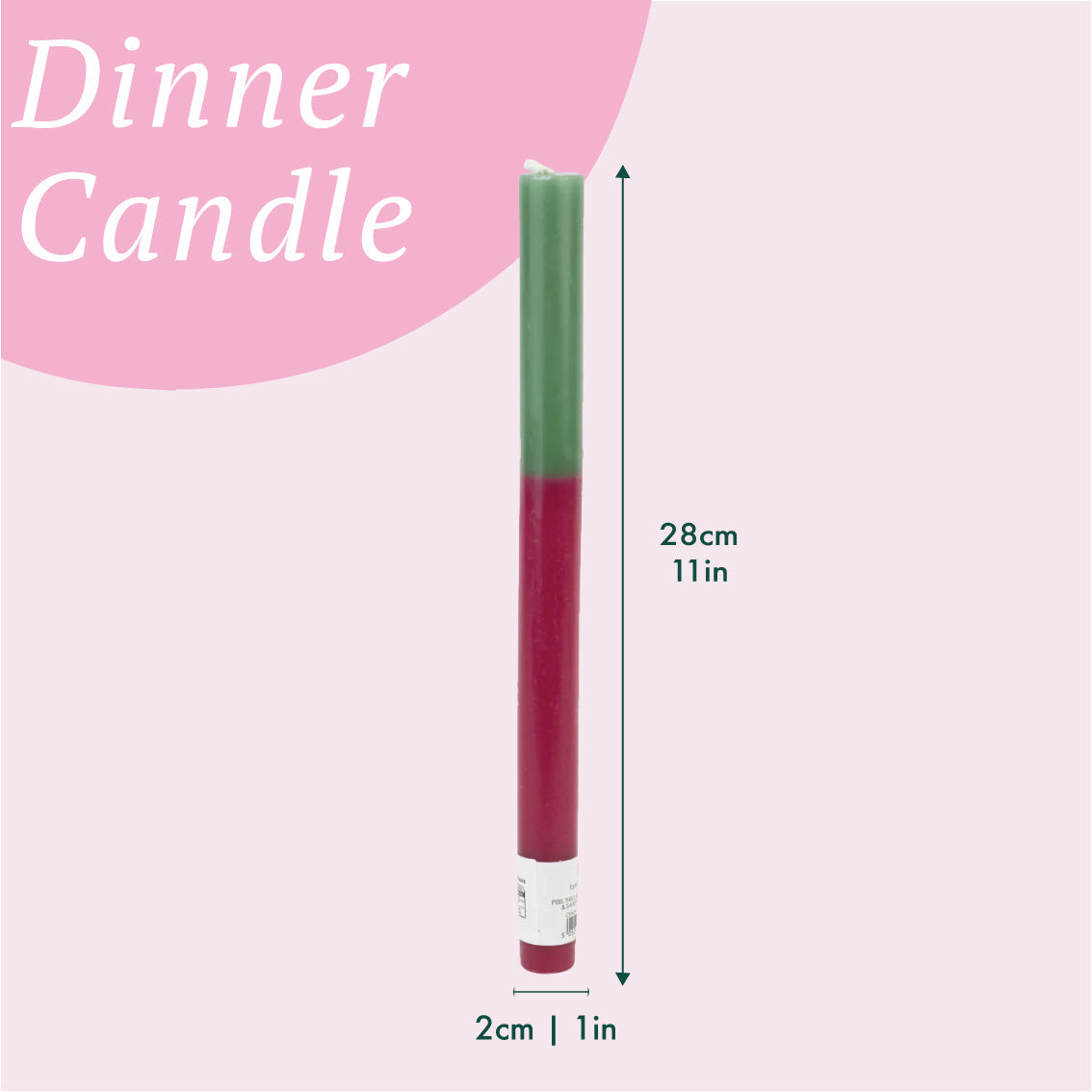 Green & Burgundy Straight Dinner Candles - 25 Unit Display | Everyday |