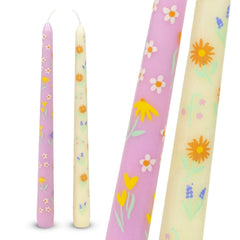 Floral Yellow & Pink Dinner Candles | Summer Gifts |