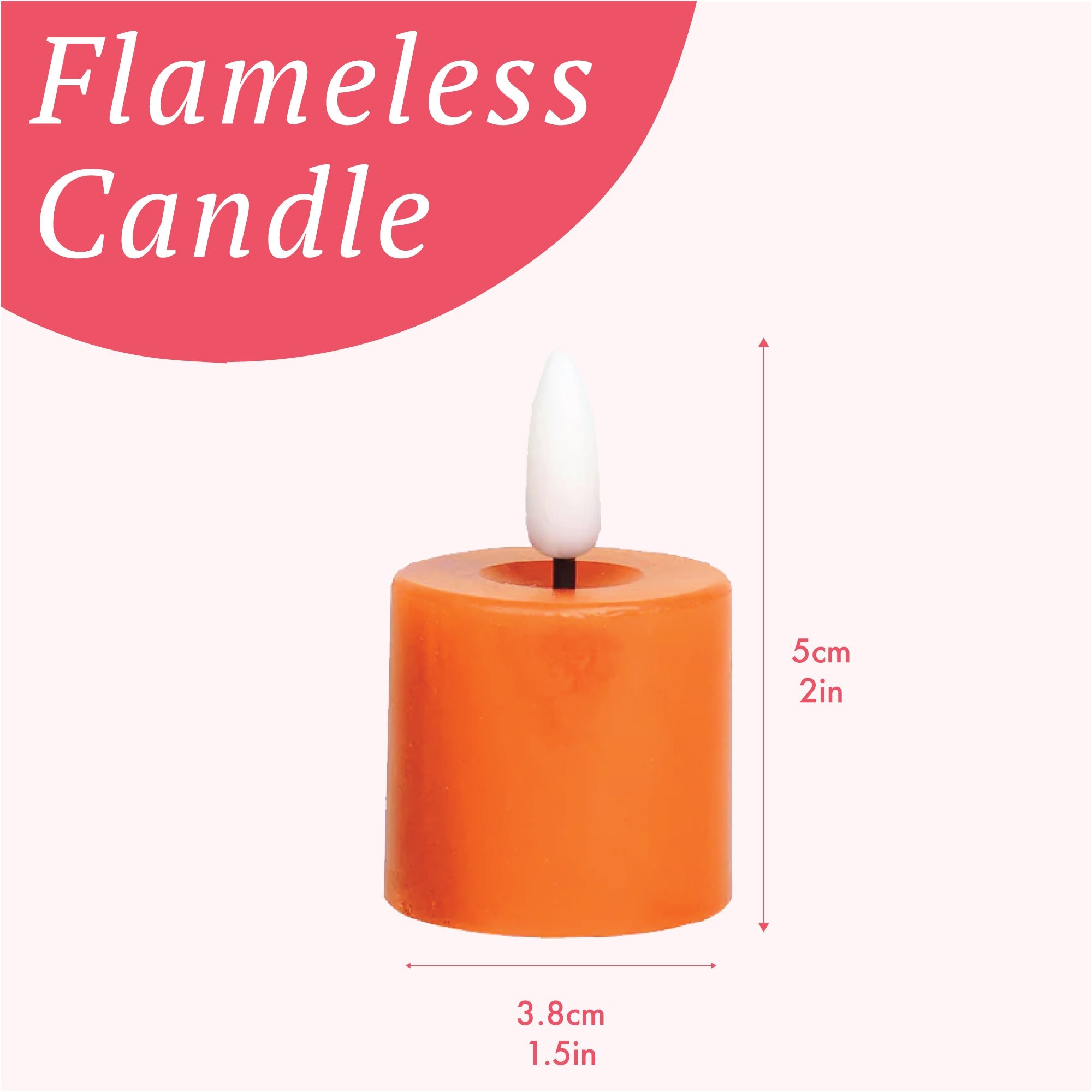 Flameless LED Tealight Candle - Orange - 12 Unit Display | Home Decor |