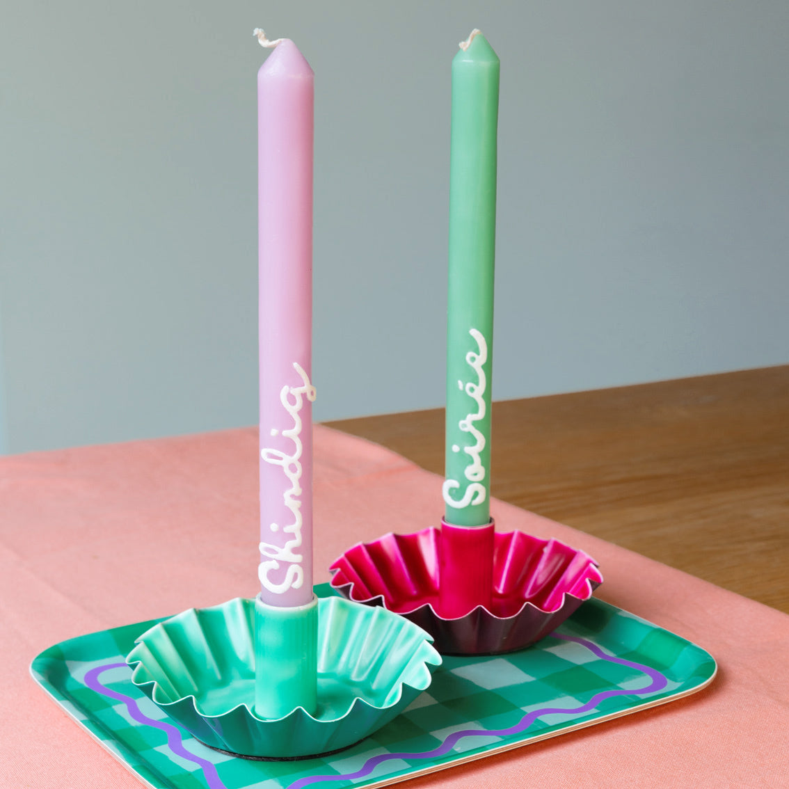 Green Scalloped Metal Candle Holder | Home Decor Gifts  |