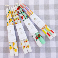 Multicolour Check Taper Candles - 2 Pack | Summer Decor |