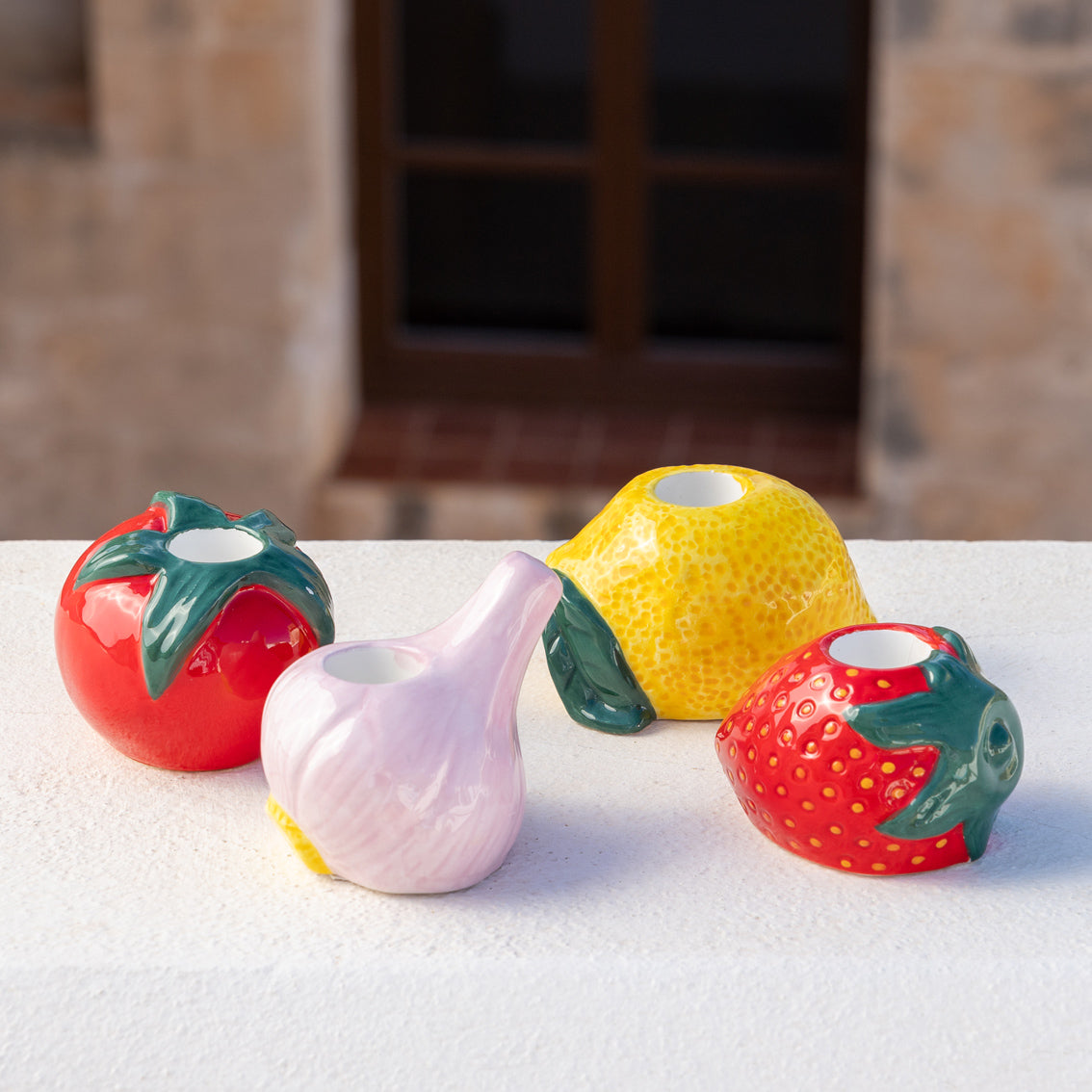 Hand-Painted Strawberry Ceramic Candle Holder | Summer Decor |