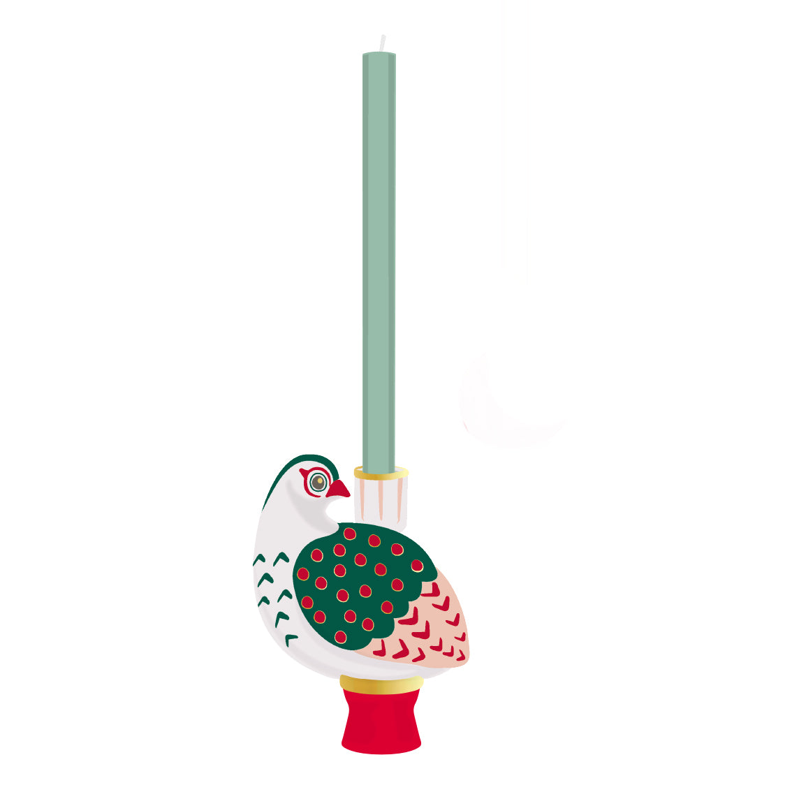 Hand-Painted Bird Ceramic Candle Holders | Christmas Candle Holder |