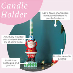 Hand-Painted Santa Candle Holder | Christmas Decor |