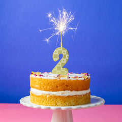 Gold Number Sparkler Duo Birthday Candle - 2 | Cake Candles |