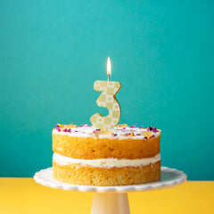 Gold Number Sparkler Duo Birthday Candle - 3 | Cake Candles |