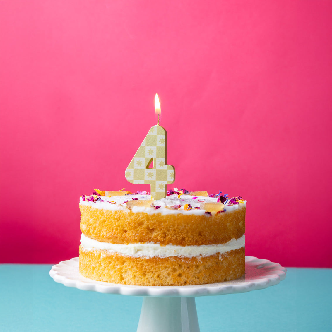 Gold Number Sparkler Duo Birthday Candle - 4 | Cake Candles |