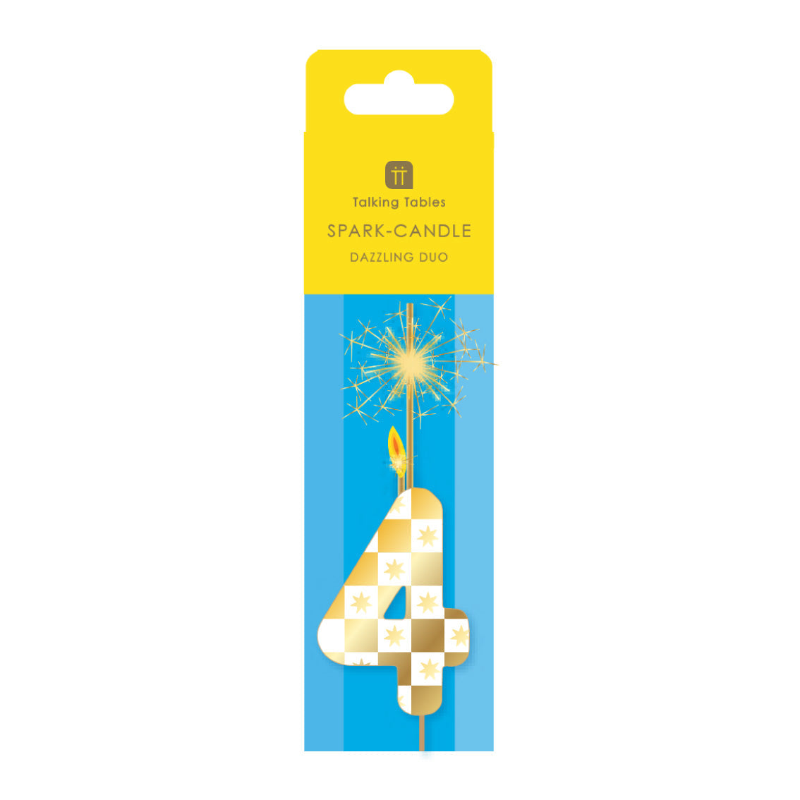 Gold Number Sparkler Duo Birthday Candle - 4 | Cake Candles |