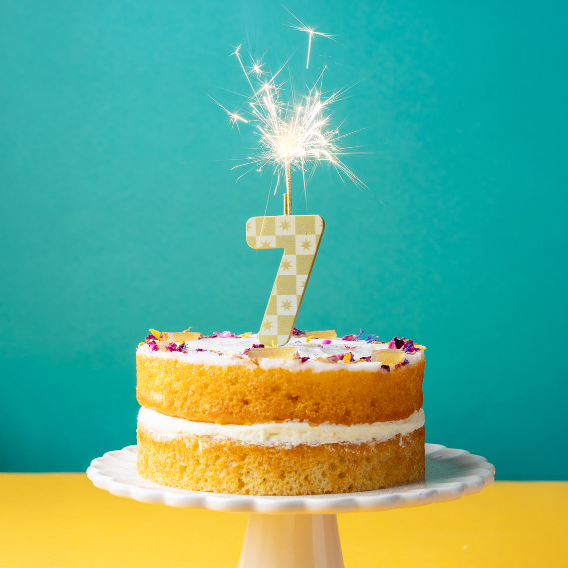 Gold Number Sparkler Duo Birthday Candle - 7 | Cake Candles |