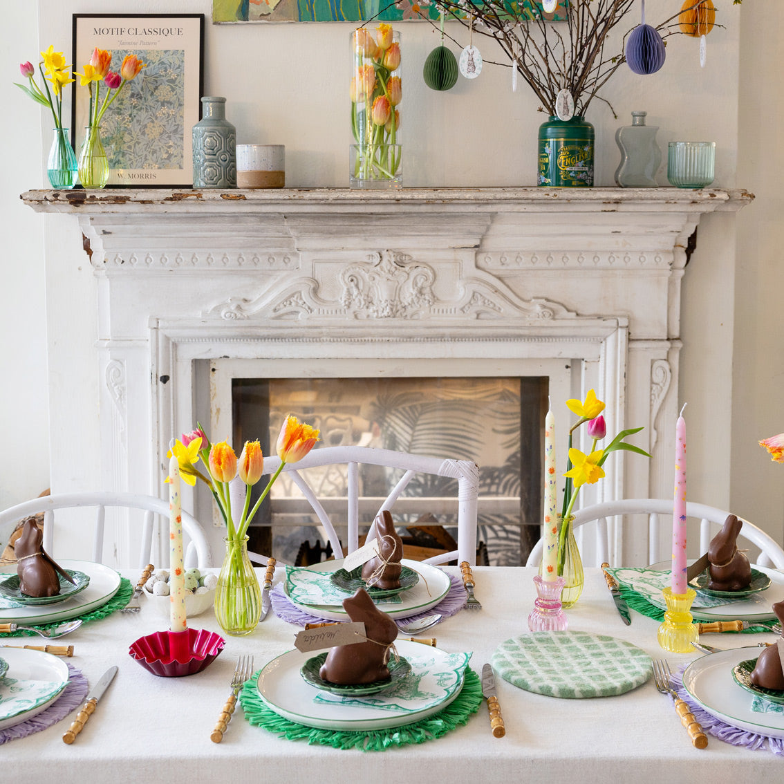 Floral Yellow & Pink Dinner Candles | Summer Gifts |