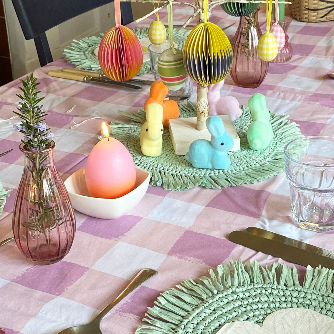 Egg Shaped Pink & Orange Candle | Spring Decor |