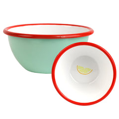 Lemon Aqua Enamel Bowl - 12cm | Summer Decor |