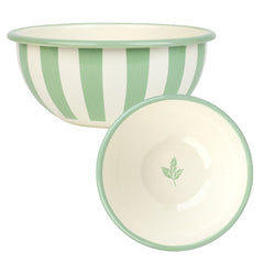 Green Stripe Enamel Bowl - 16cm | Summer Gifts |