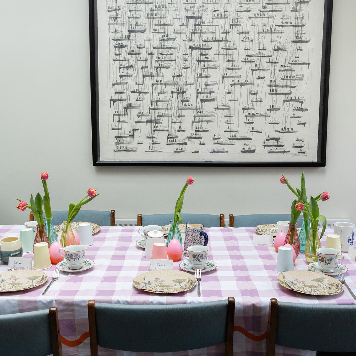 Lilac Gingham Cotton Table Cloth | Party Decor |