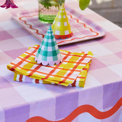 Lilac Gingham Cotton Table Cloth | Party Decor |