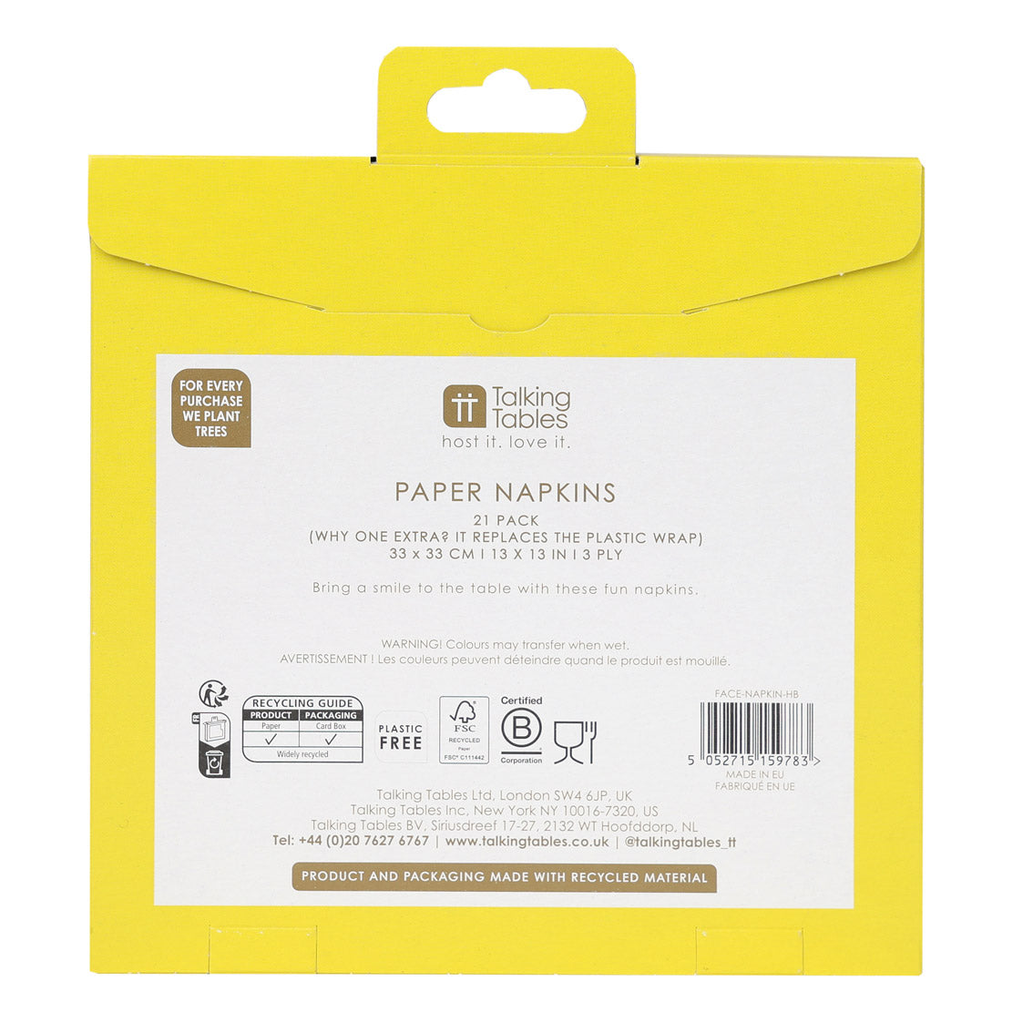 Happy Face Birthday Paper Napkins - 20 Pack | Party Napkins |