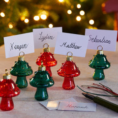 Forest Glass Mushroom Place Card Holders - 6 Pack