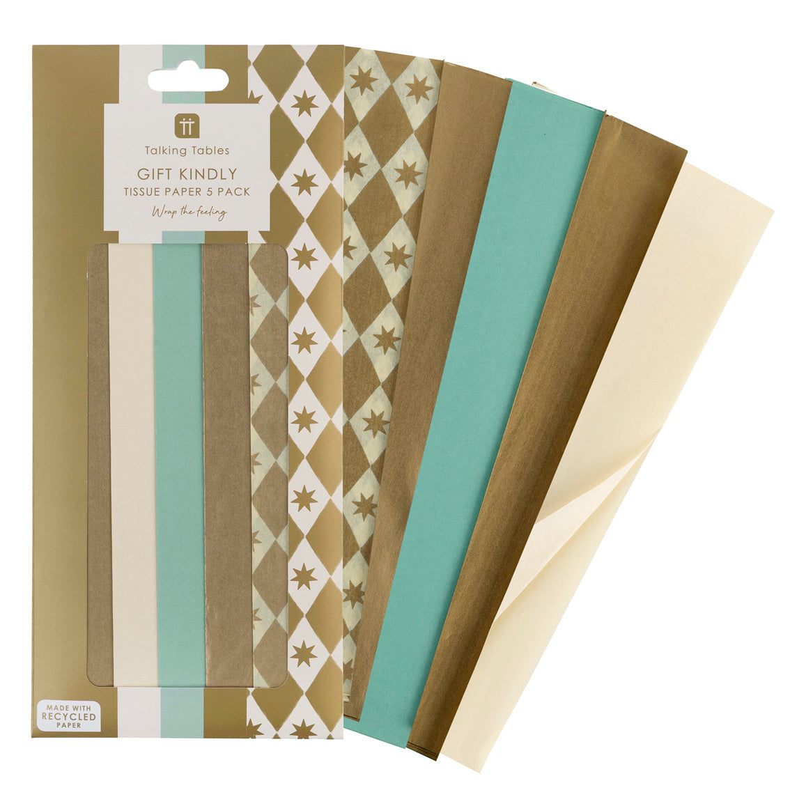 Gold Metallic Tissue Paper Pack - 5 Sheets | Christmas Decor |