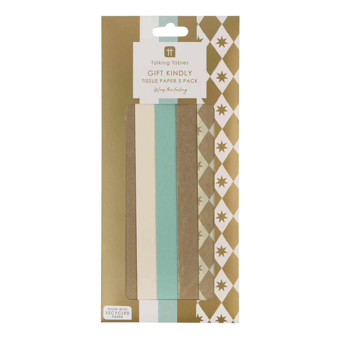 Gold Metallic Tissue Paper Pack - 5 Sheets | Christmas Decor |