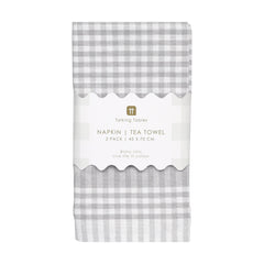 Grey Gingham Fabric Tea Towels - 2 Pack | Summer Decor |