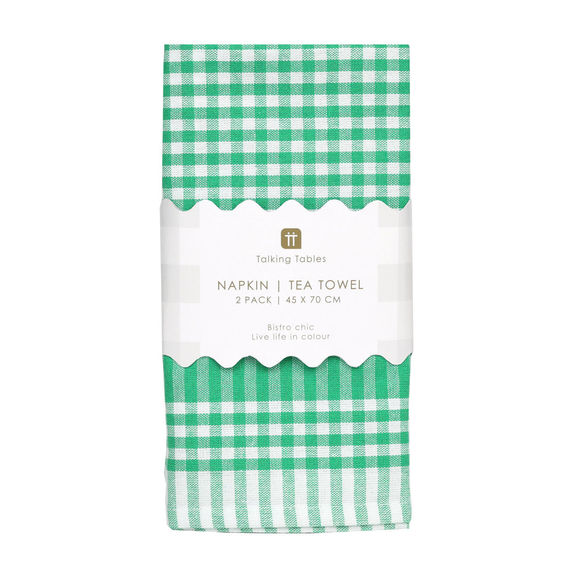 Green Gingham Fabric Tea Towels - 2 Pack | Summer Decor |