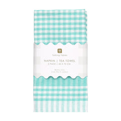 Mint Gingham Napkins - 2 Pack | Summer Tableware |