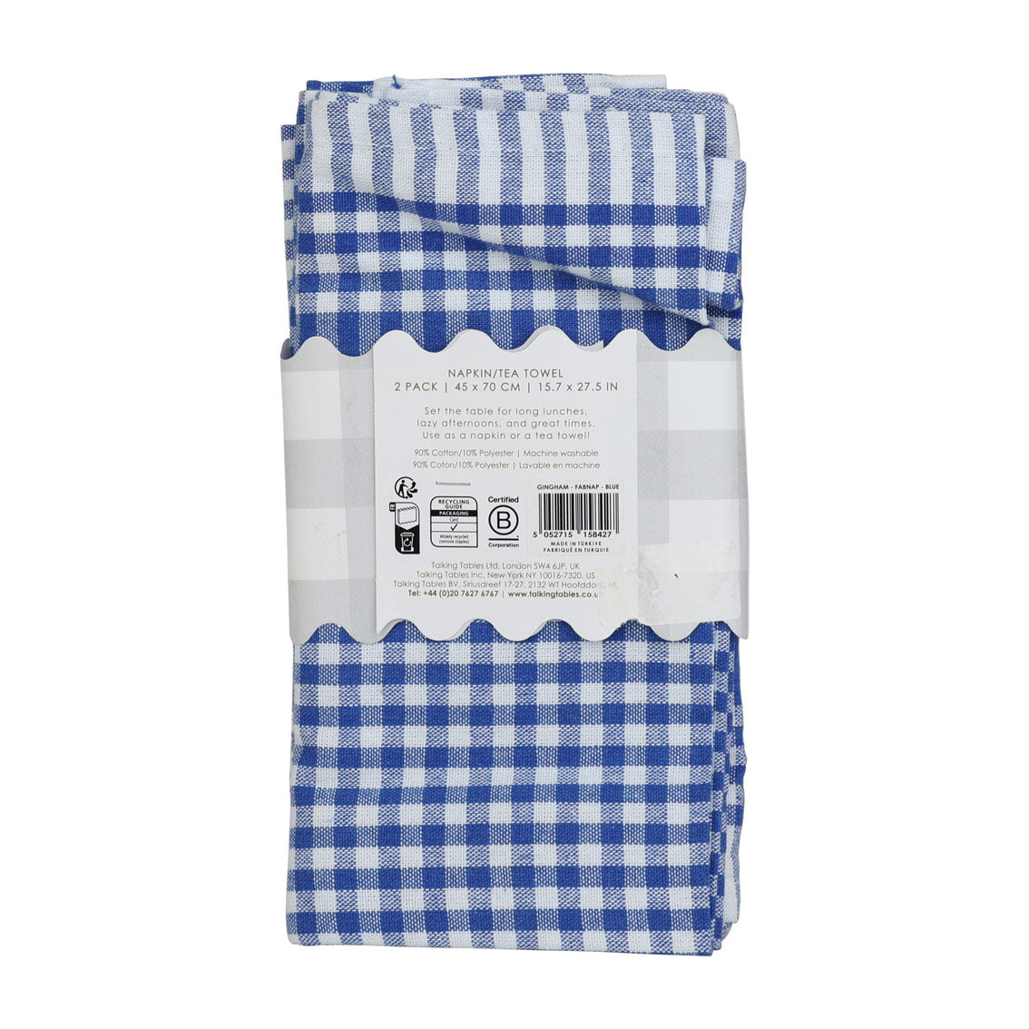 Blue Gingham Napkins - 2 Pack | Summer Decor |