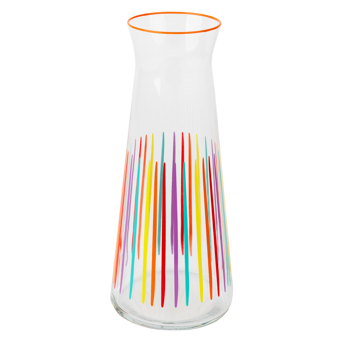 Bright Multi-Coloured Striped Glass Carafe - 25cm | Summer Gifts |