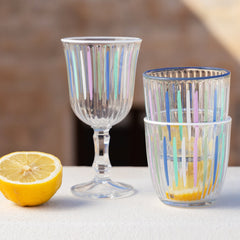 Blue & White Striped Glass Tumblers | Summer Glassware |