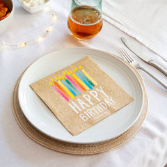 Happy Birthday Candles Paper Napkins - 20 Pack | Birthday Napkins |