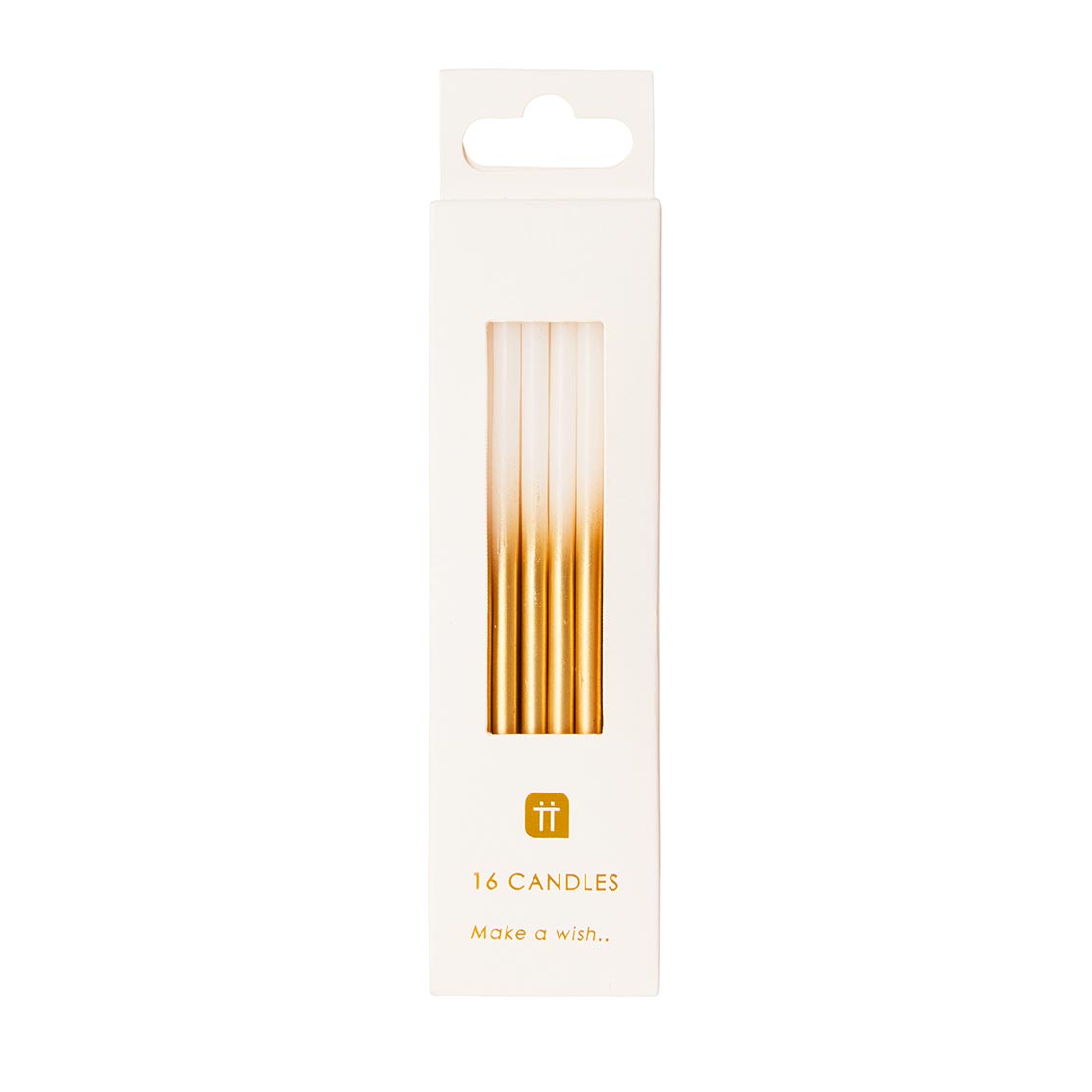 Gold Ombre Birthday Candles - 16 Pack | Cake Candles |