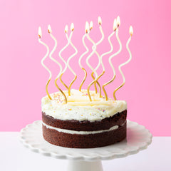 Gold & White Twist Birthday Candles - 20 Pack | Cake Candles |