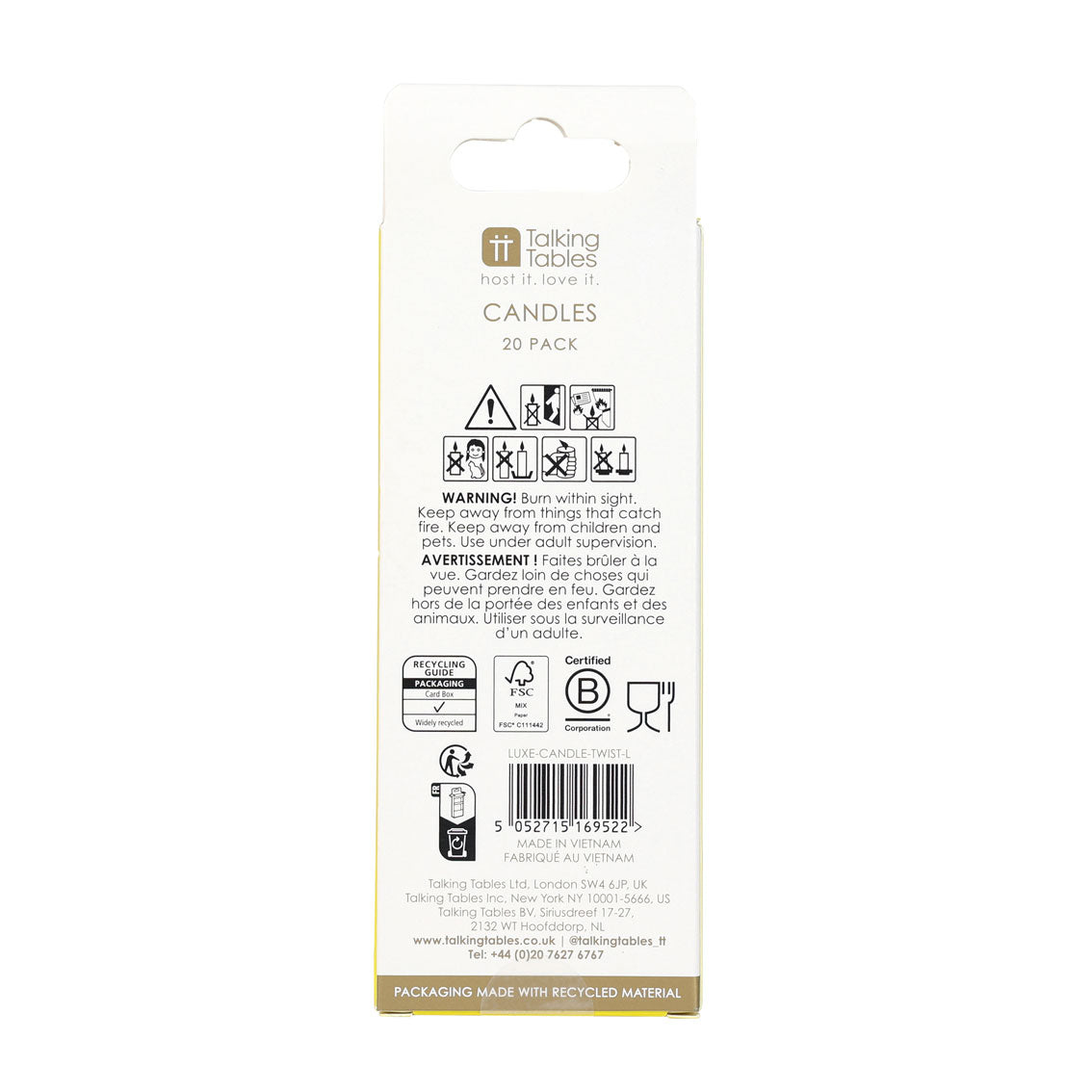 Gold & White Twist Birthday Candles - 20 Pack | Cake Candles |
