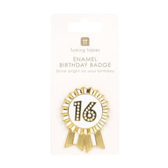 Gold Enamel Milestone Birthday Pin Badges