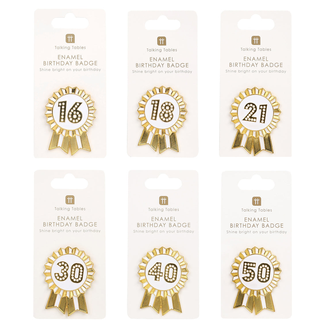 Gold Enamel Birthday Pin Badge Set | Birthday Gifts |