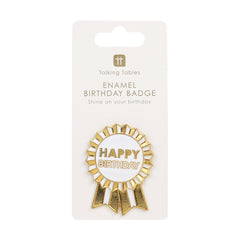 Gold Enamel Happy Birthday Pin Badge | Party Supplies |