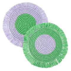 Lilac & Green Paper Raffia Placemats - 2 Pack  | Summer Tableware |