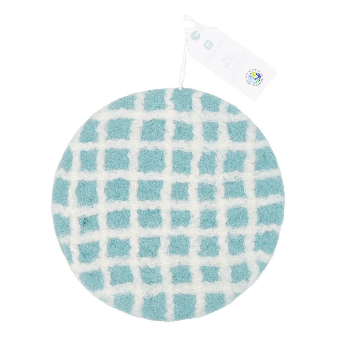 Green, Blue & Pink Checked Felt Trivets  | Summer Tableware |