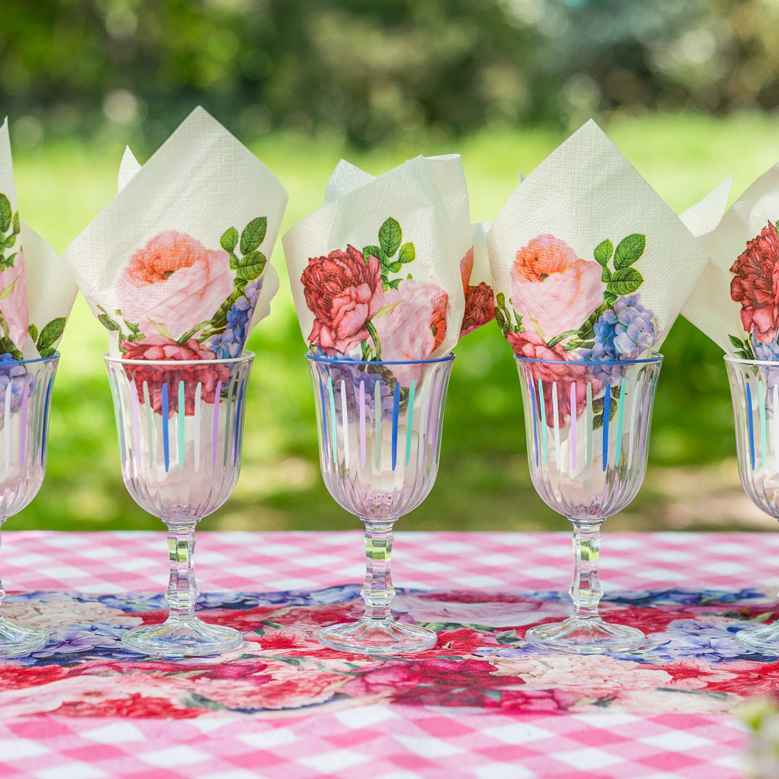 Blue & White Striped Wine Glasses | Summer Glassware |