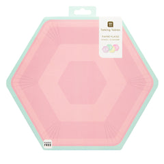 Large Hexagonal Pastel Paper Plates - 8 Pack | Birthday Party|
