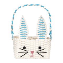 Blue & White Recycled Paper Bunny Shaped Basket | Easter Decor |